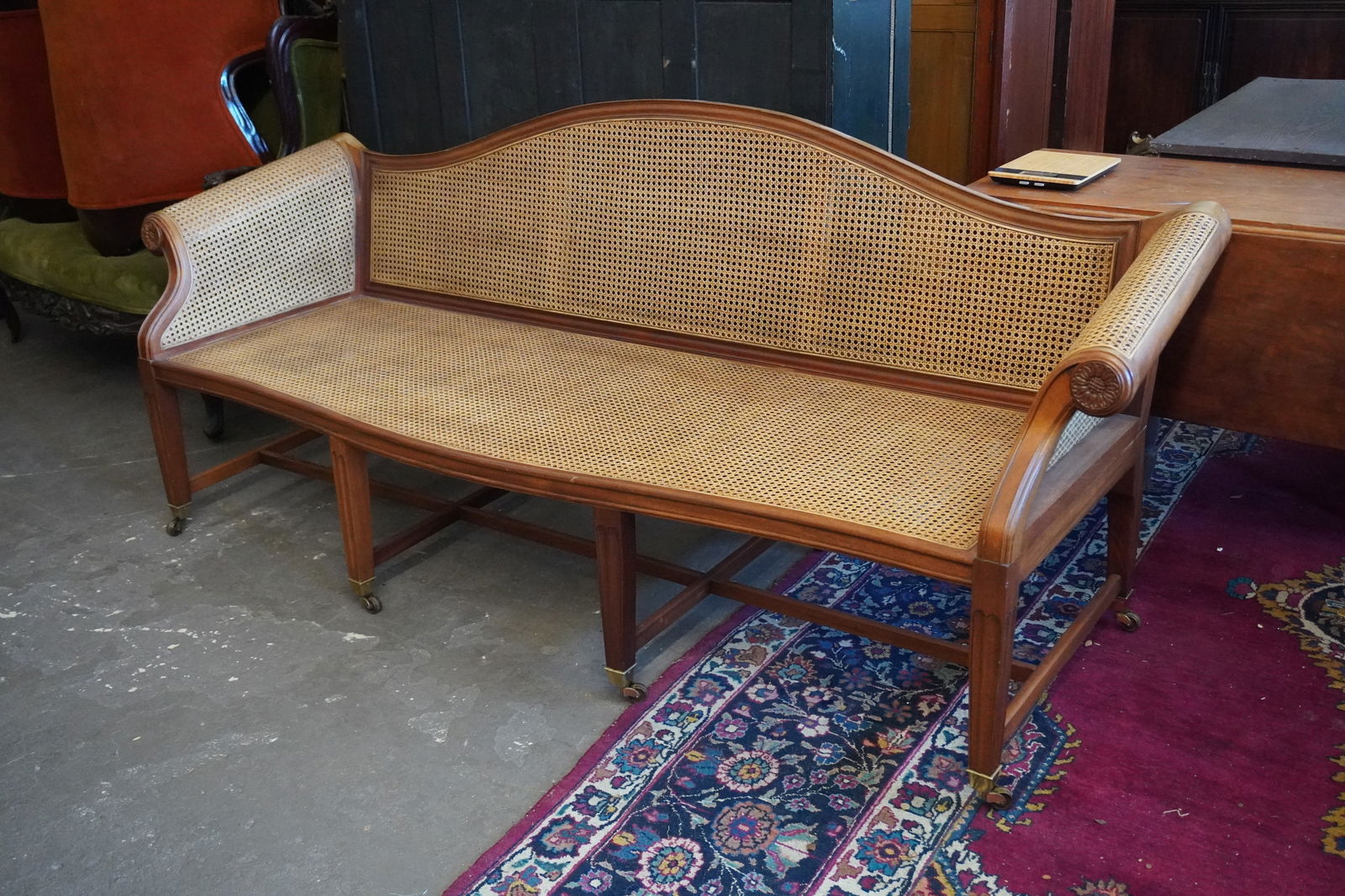 Fine George III Style China Trade Mahogany Caned Sofa or Settee (1 of 5)