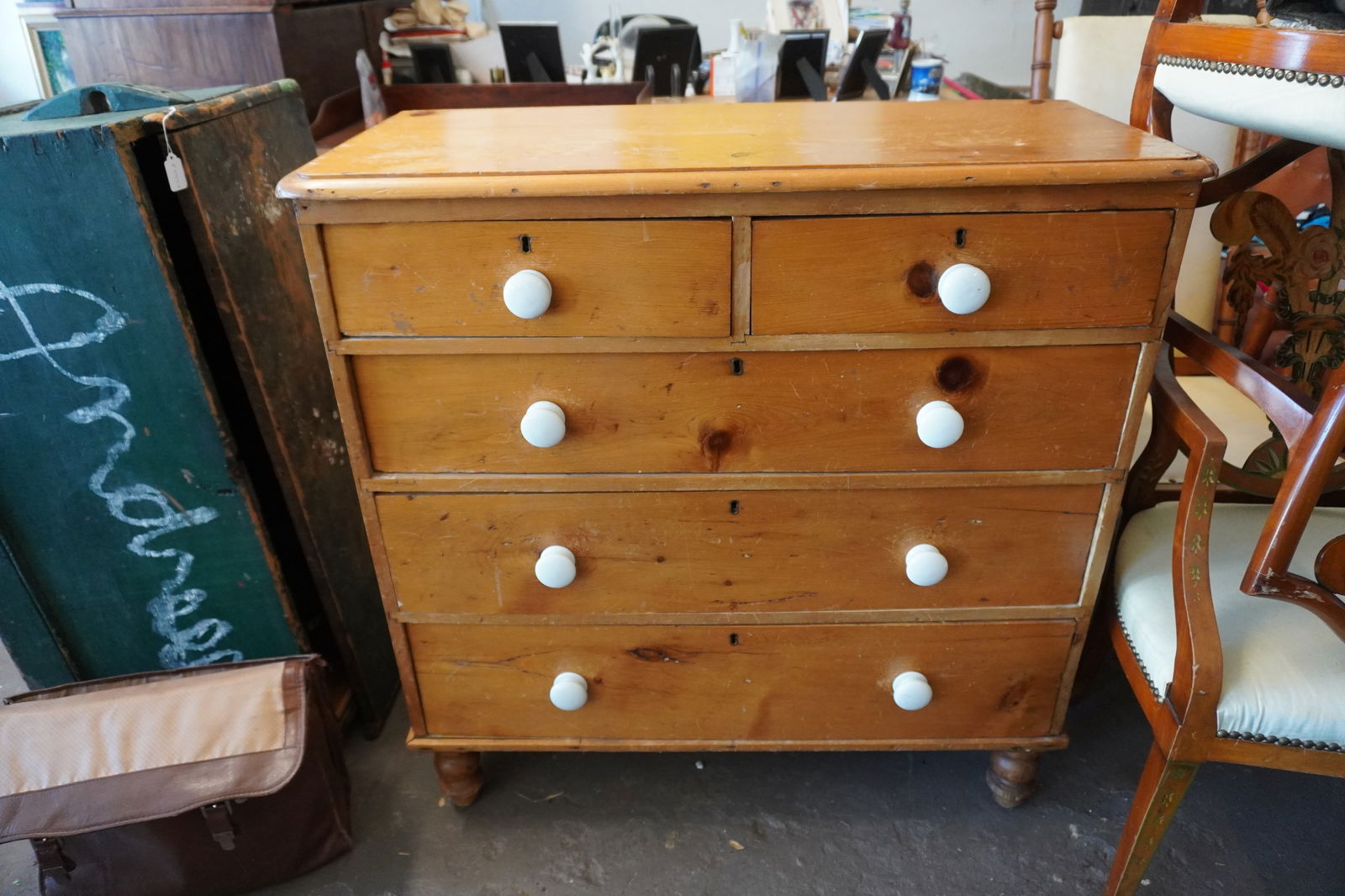 Antique English Country Pine Chest of Drawers (1 of 3)