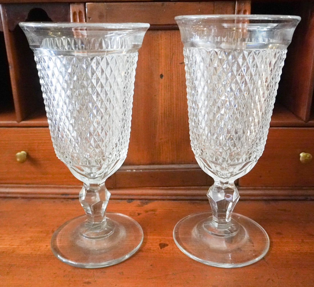 Pair Antique Pressed Glass Asparagus Vases (1 of 2)
