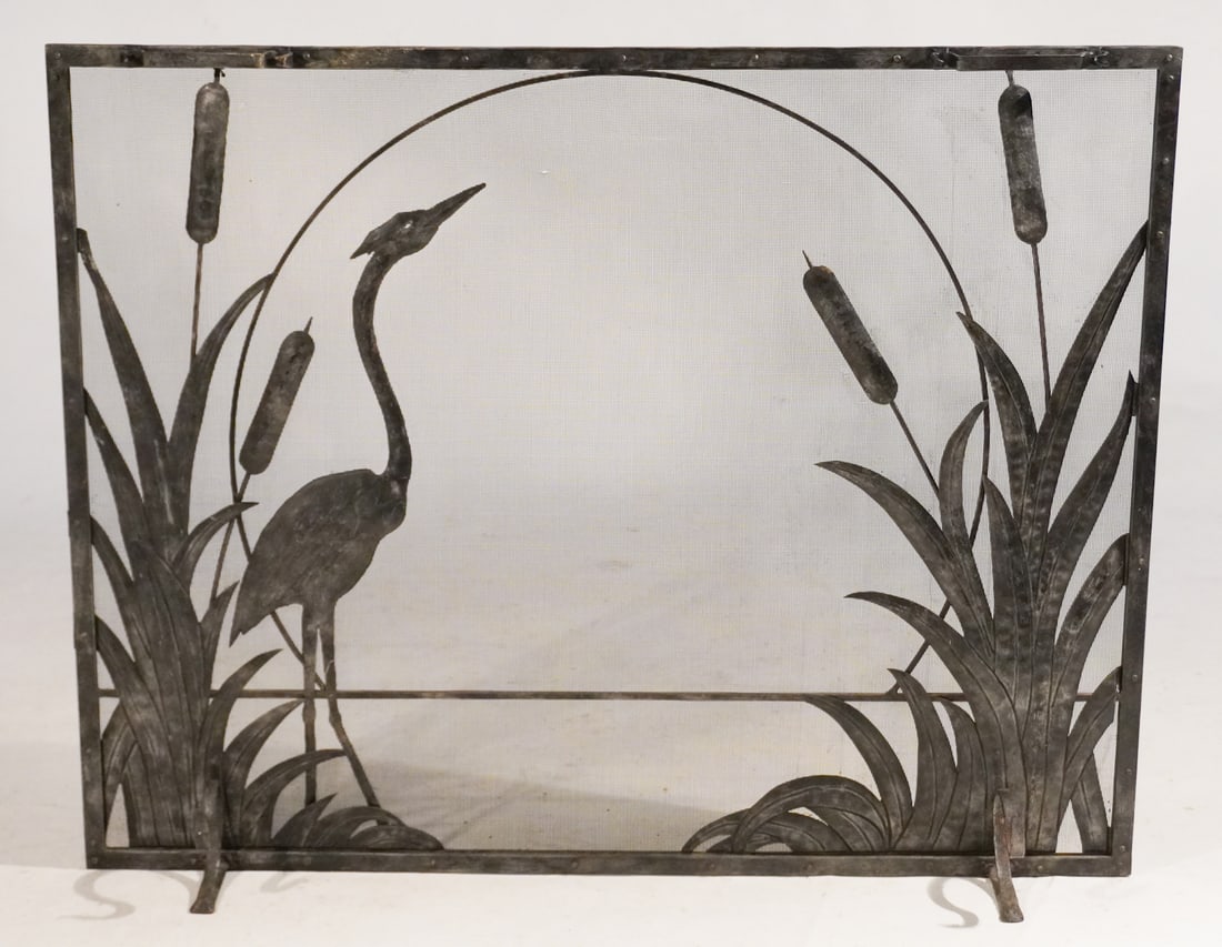 Arts & Crafts Wrought Iron Pictorial Fire Screen (1 of 6)