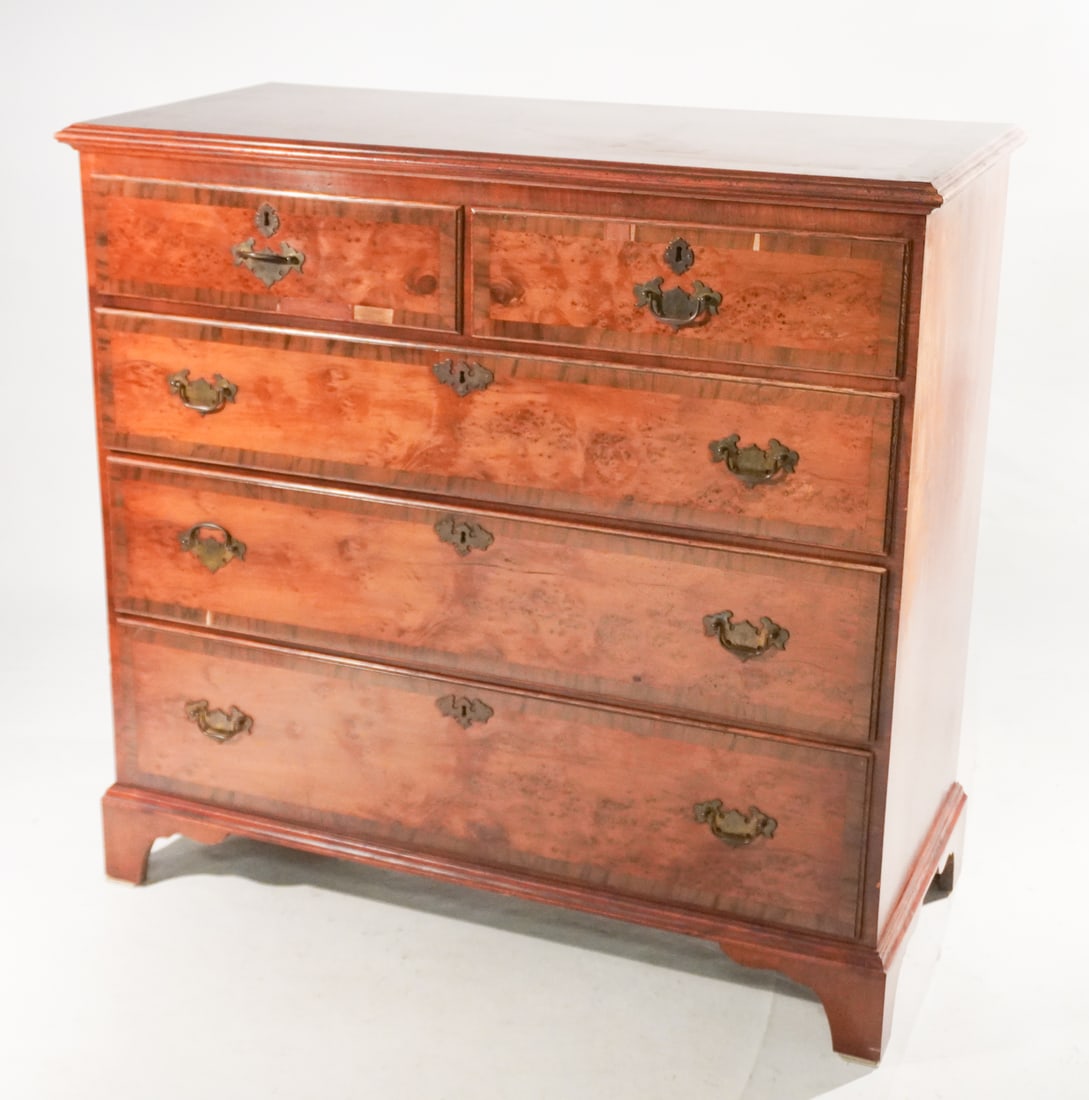 English George III Inlaid & Figured Mahogany & Yew Wood Chest of Drawers (1 of 4)