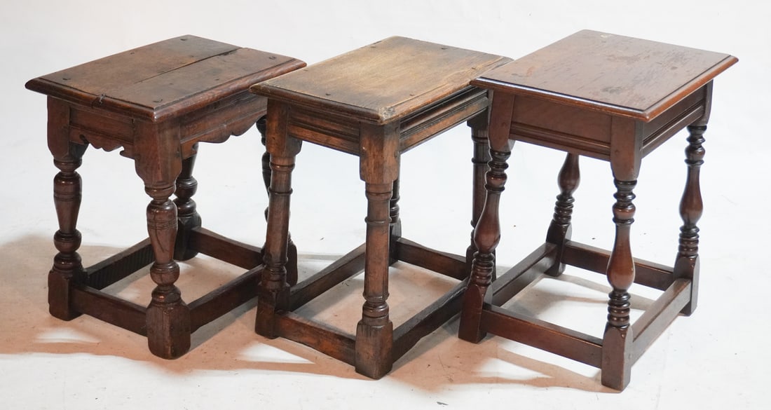 English Jacobean Oak Stools or Side Tables (1 of 2)