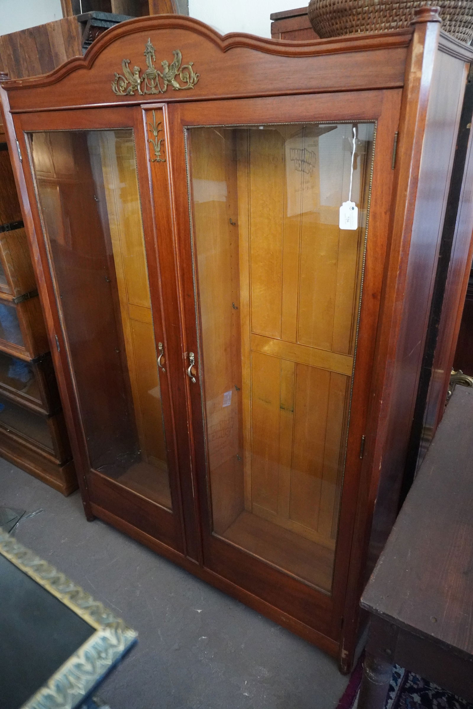 Pair French Empire Mahogany & Ormolu Mounted Display Cabinets (1 of 4)