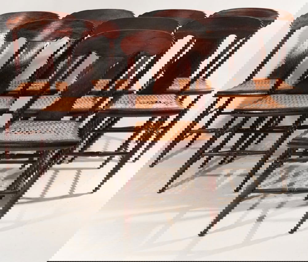 Set Antique American Country Sheraton Paint Decorated Dining Chairs (1 of 4)