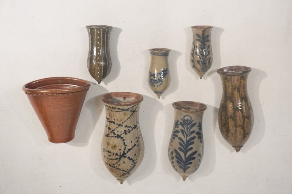 Collection North Carolina Southern Stoneware Wall Pockets by Matt Jones: (Leicester, North Carolina, 20th/21st century) Excellent collection in good condition. Tallest: H12" Sold from the collection of a Columbia, SC lady.