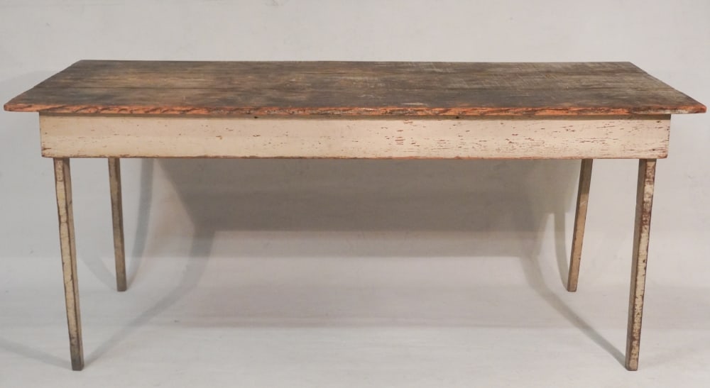 Excellent Country Federal BackCountry Painted Yellow Pine Harvest Table (1 of 3)