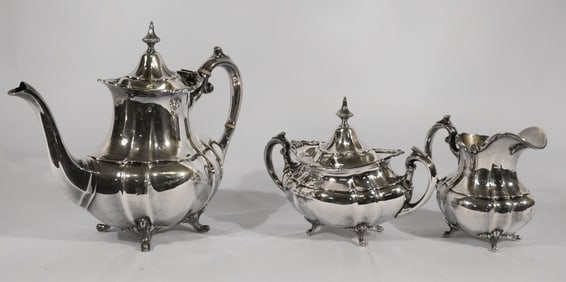 Reed & Barton Hampton Court Sterling Tea Pot With Cream & Sugar
