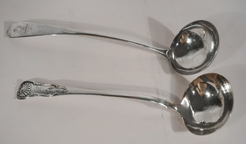 Two Fine English Georgian Silver Ladles