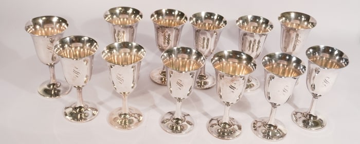 Fine Set Wallace Sterling Silver Wine Goblets