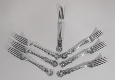Fine English Sterling Silver Kings Pattern Forks