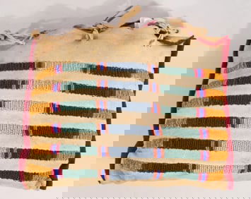 Vintage Native American Crow Indian Deerskin Beaded Bag