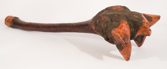 Period Native American Carved Wood War Club