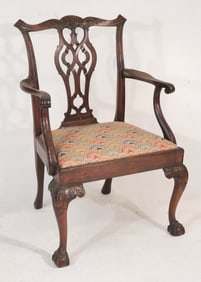 Fine American or English Chippendale Carved Mahogany Armchair