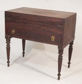 Handsome American Federal Figured & Carved Mahogany Desk