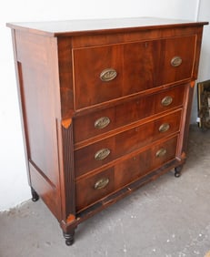 American Federal Mahogany Butlers Desk With Maker's Signature on Verso