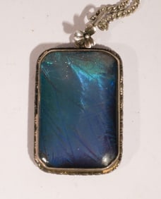 Art Nouveau Sterling Silver TM & Co Butterfly Wing Pendant Necklace