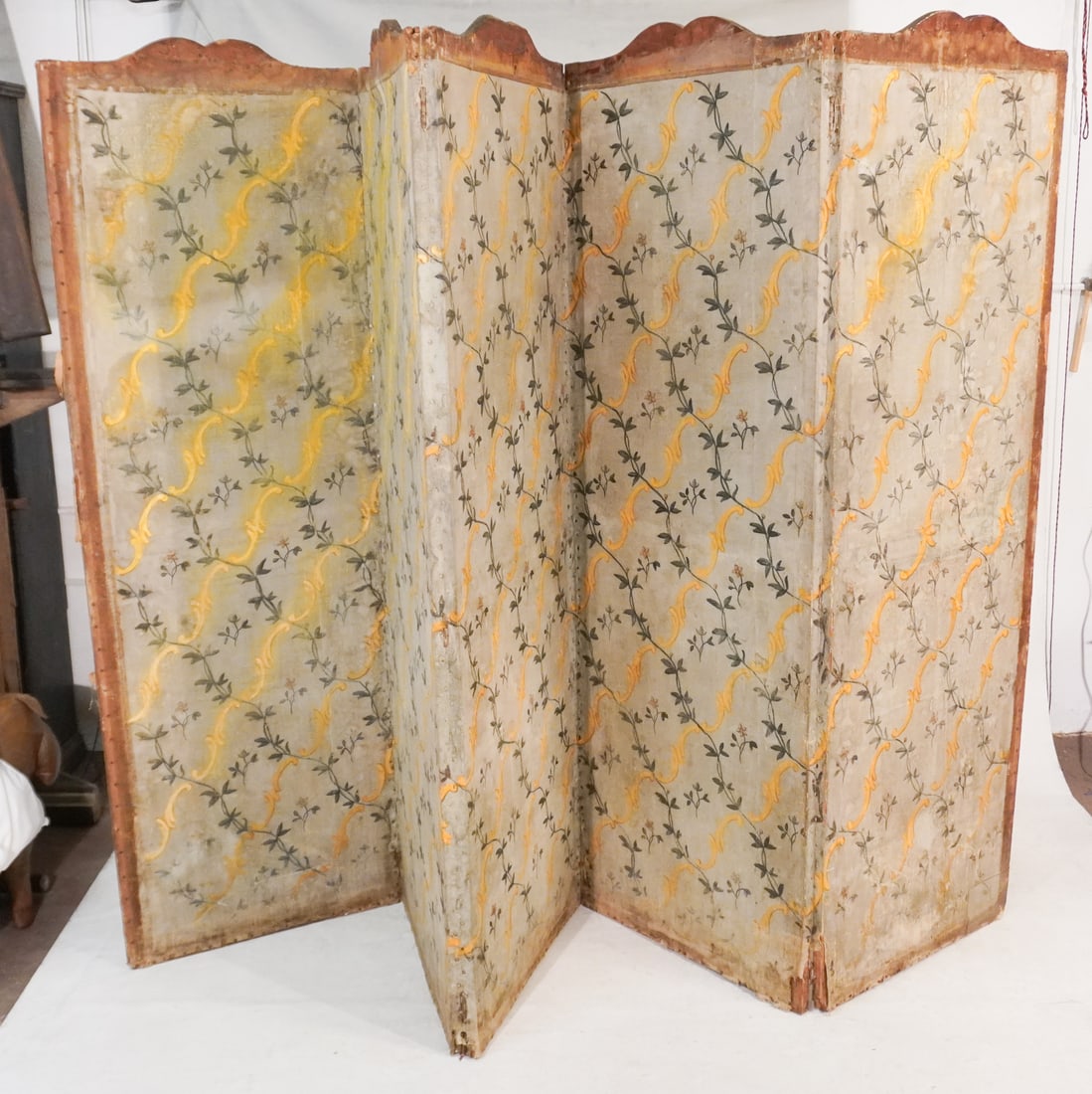 Antique Continental Painted Floor Dressing Screen (1 of 5)