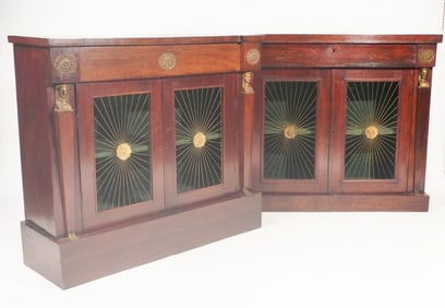 Pair French Empire Mahogany Side Cabinets