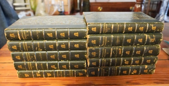 Fine Set Antique Leather Bound Volumes Thoreau's Writings
