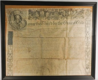 Period Mid 18th Century George II Deed Signed Engraving