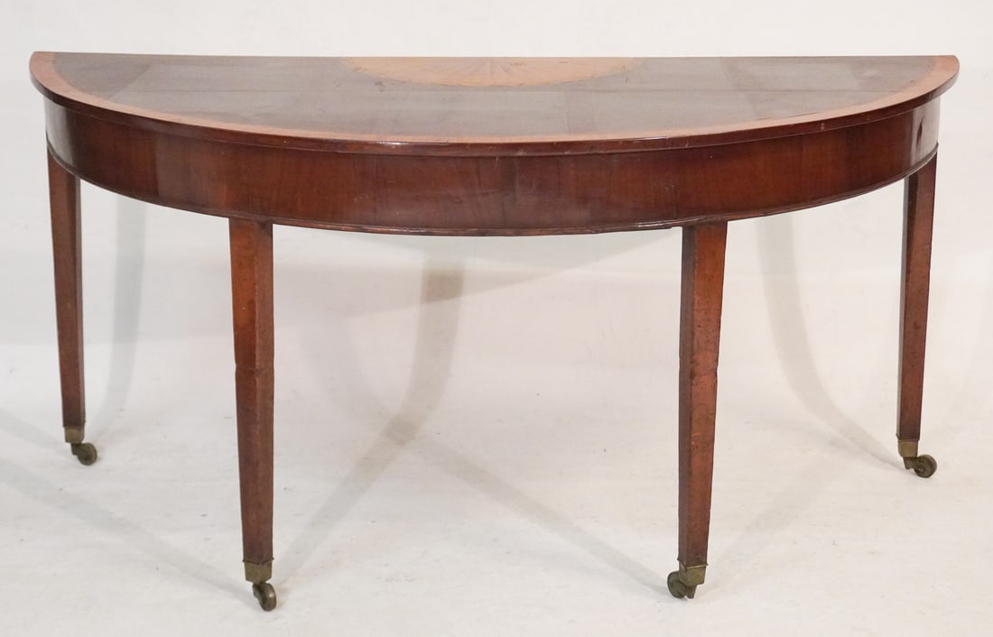 Fine English George III Inlaid Mahogany Banquet End or Pier Table (1 of 4)