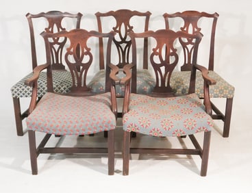 Set American or English Chippendale Carved Mahogany Dining Chairs
