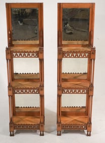 Exceptional Aesthetic Movement Mirrored Rosewood Wall Shelves