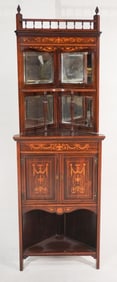 Fine English Edwardian Inlaid Rosewood Corner Cabinet
