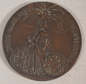 Vintage Bronze South Carolina Tricentennial Sculptural Medallion