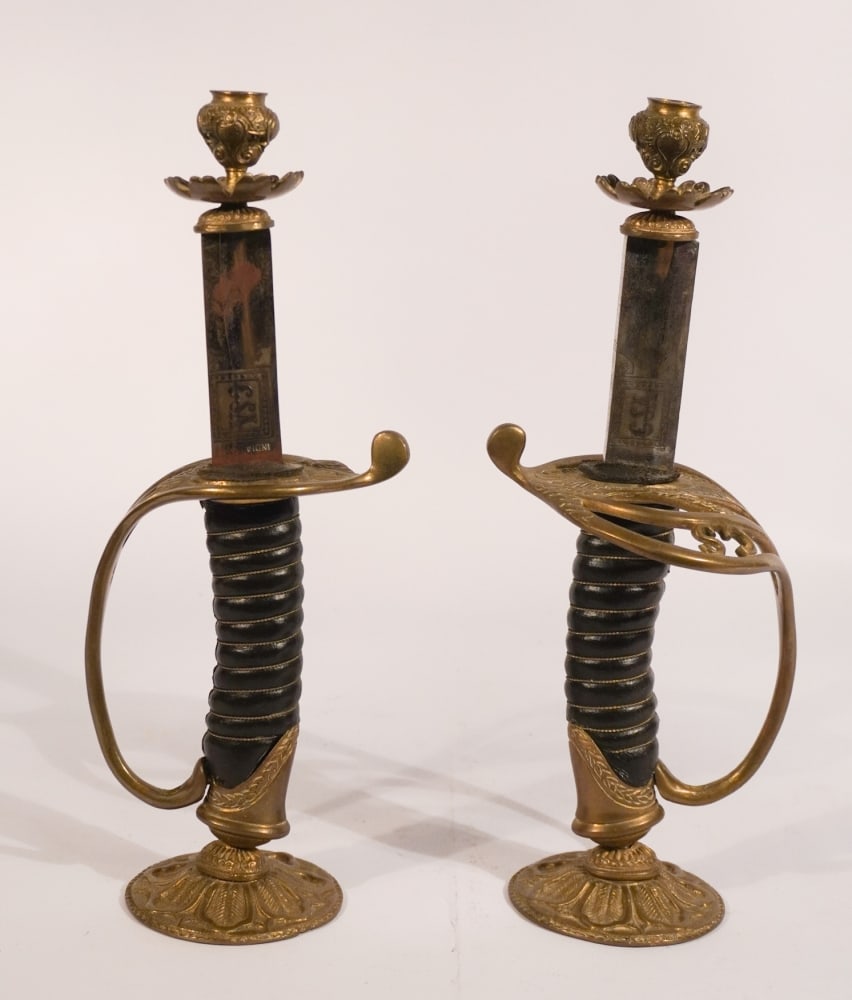 Pair Vintage Civil War Sword Candlesticks (1 of 2)