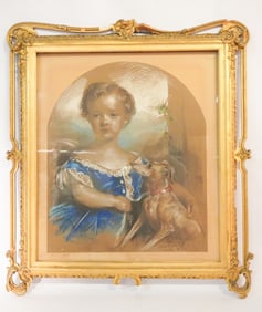 British School Portrait of Child With Hound