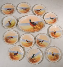 Limoges Hand Painted Sporting Dinner Service