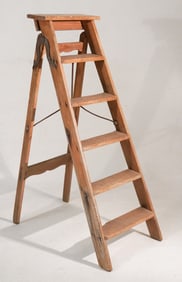 Antique Signed Wood Ladder