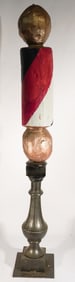 Vintage Folk Art Carved & Painted Barbers Pole
