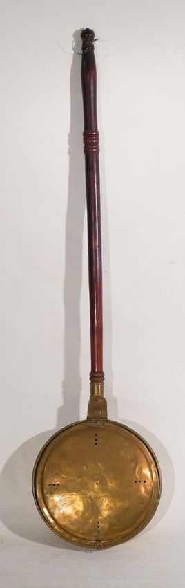 Antique Chased Brass Bedwarmer (1 of 2)