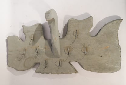 Charming Antique American Folk Art Painted Wood & Wrought Iron Fowl Hanger