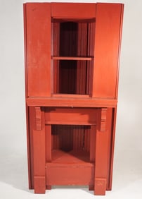 Handsome & Unique Country Federal Painted Yellow Pine Corner Cabinet