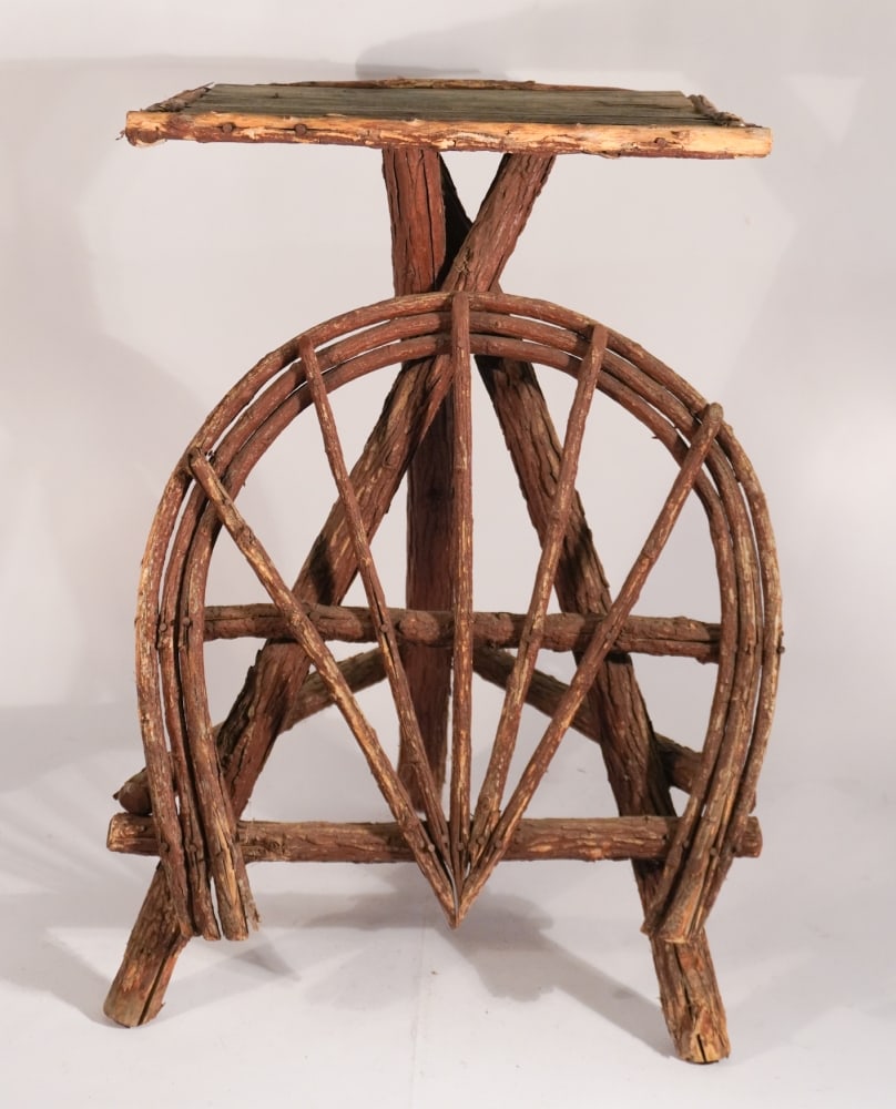Charming Antique Folk Art Bentwood Willow Twig Side Table or Stand (1 of 2)