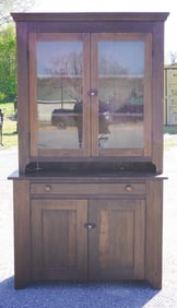 American Country Hepplewhite Poplar Stepback Cupboard