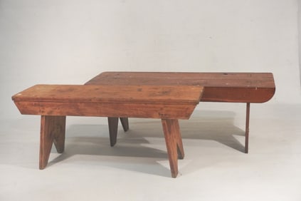 Two Antique American Backcountry Crock or Bucket Benches