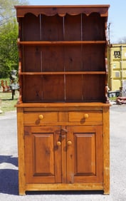 American Federal Style Walnut Step Back Cupboard