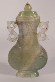 Antique Chinese Fluorite Carved Lidded Urn