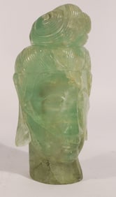 Antique Chinese Carved Fluorite Stone Buddha Head