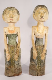 Charming Pair Indonesian South East Asian Carved Wood Loro Blonyo Figures