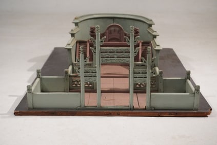 Antique Chinese Carved Model Temple Cemetery