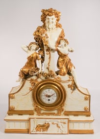 French Neoclassical Porcelain Mantle Clock