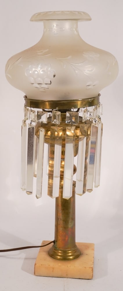 Classical Crystal & Etched Glass Astragal Lamp (1 of 2)