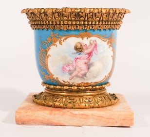 Antique French Porcelain & Gilt Bronze InkWell