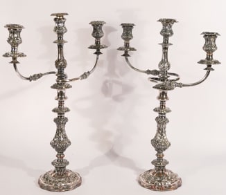 Excellent Regency Pair English Sheffield Silver Plate Candelabra