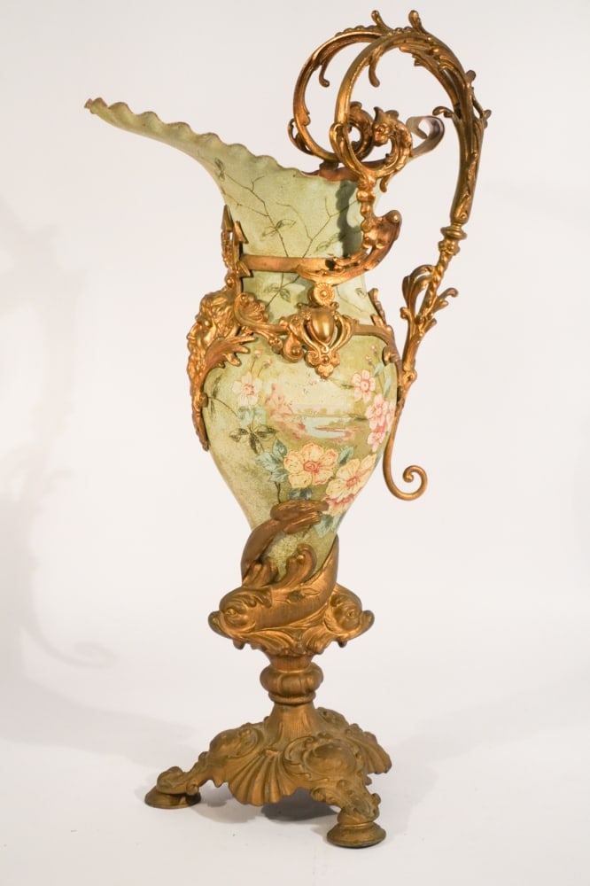 Interesting Austrian or French Neoclassical Copper Brass Mounted Ewer (1 of 4)
